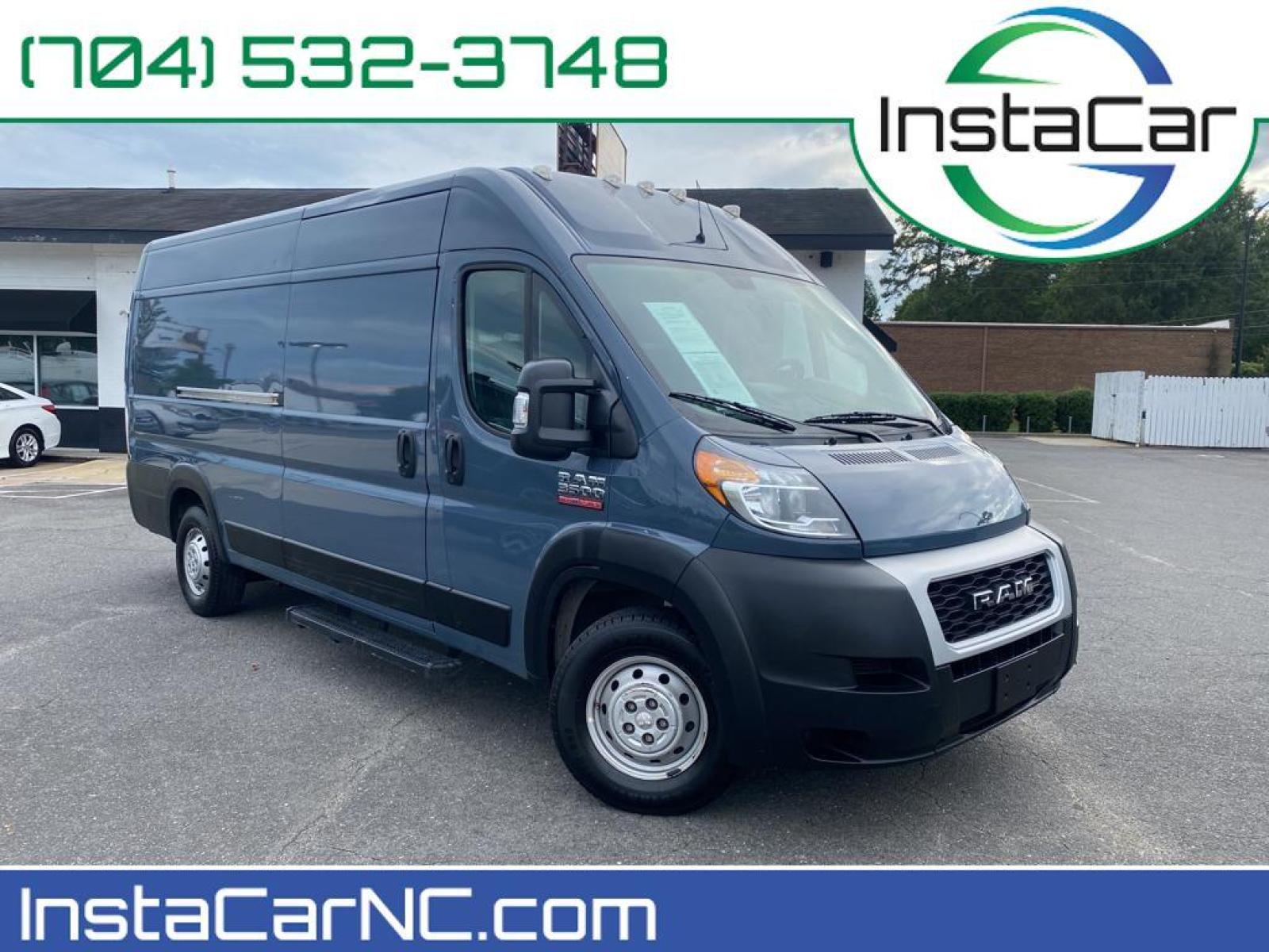 2020 Patriot Blue Pearlcoat /Black Ram ProMaster 3500 High Roof (3C6URVJG3LE) with an V6, 3.6L engine, 6-speed automatic transmission, located at 3147 E Independence Blvd, Charlotte, NC, 28205, 35.200268, -80.773651 - <b>Equipment</b><br>Bluetooth technology is built into this vehicle, keeping your hands on the steering wheel and your focus on the road. Our dealership has already run the CARFAX report and it is clean. A clean CARFAX is a great asset for resale value in the future. This vehicle is a certified CAR - Photo #0