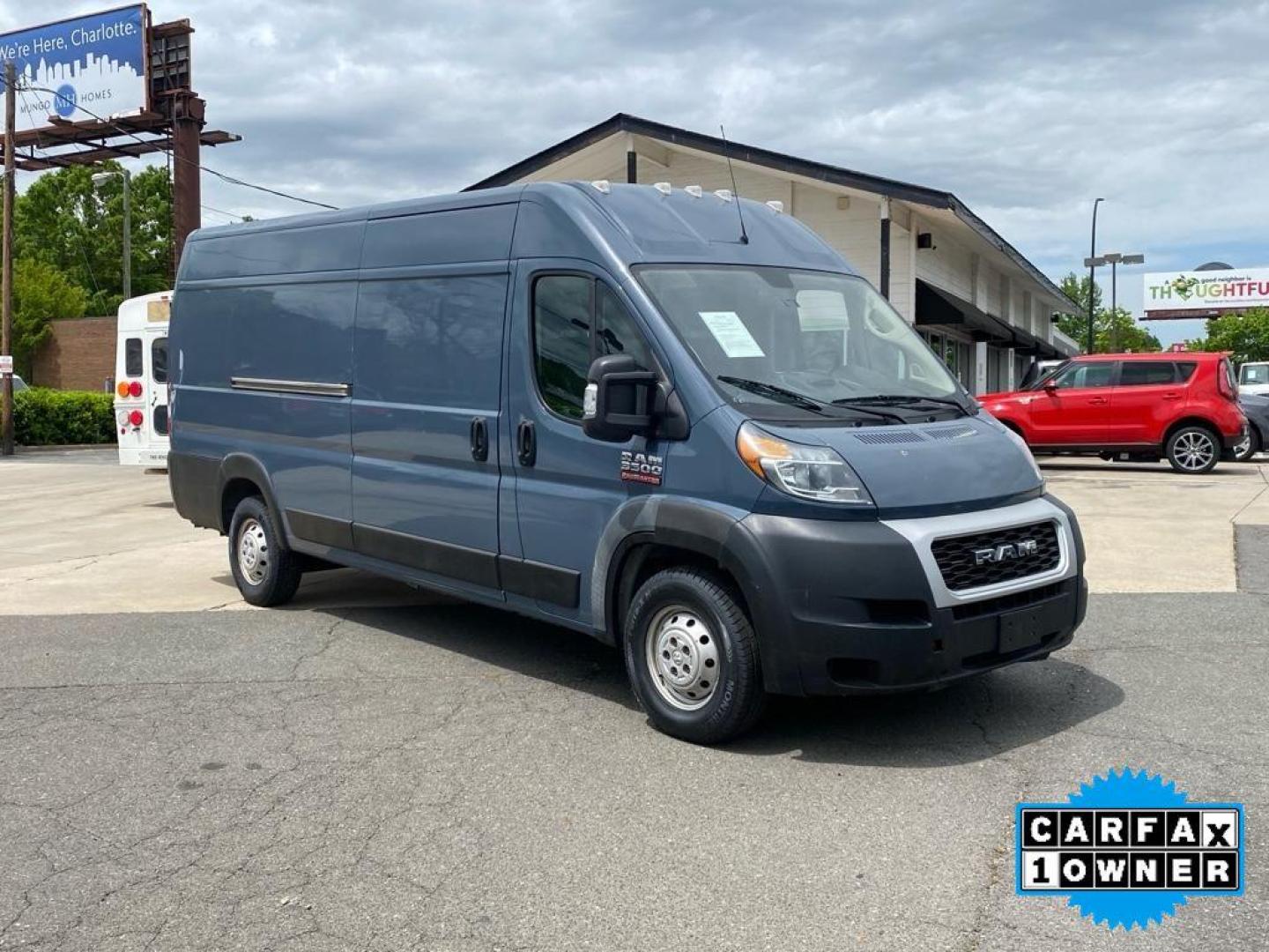 2019 Patriot Blue Pearlcoat /Black Ram ProMaster 3500 High Roof (3C6URVJG8KE) with an V6, 3.6L engine, 6-speed automatic transmission, located at 6520 E. Independence Blvd., Charlotte, NC, 28212, 35.146019, -80.723465 - <b>Equipment</b><br>Good News! This certified CARFAX 1-owner vehicle has only had one owner before you. Protect the vehicle from unwanted accidents with a cutting edge backup camera system. The vehicle features a hands-free Bluetooth phone system. Impresses the most discerning driver with the deep p - Photo#6