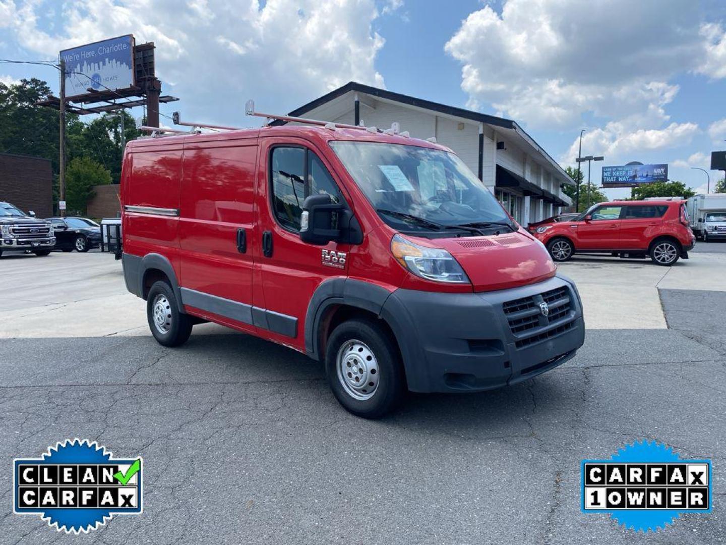 2017 Flame Red Clearcoat /Gray Ram ProMaster 1500 Low Roof (3C6TRVNGXHE) with an V6, 3.6L engine, 6-speed automatic transmission, located at 6520 E. Independence Blvd., Charlotte, NC, 28212, 35.146019, -80.723465 - Photo#3