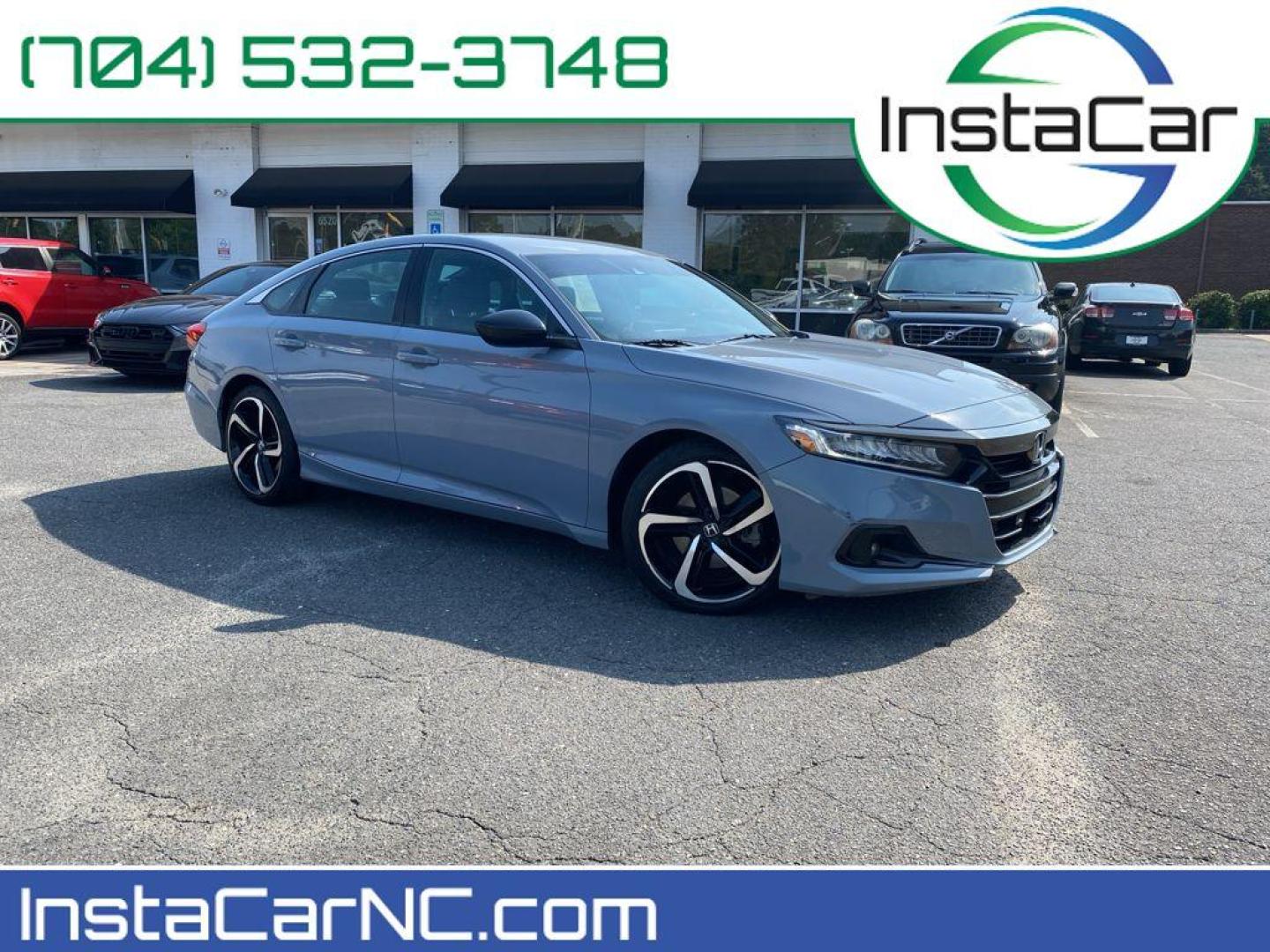 2021 Crystal Black Pearl /Black Honda Accord Sport (1HGCV1F38MA) with an 4 Cyl, 1.5L engine, CVT transmission, located at 6520 E. Independence Blvd., Charlotte, NC, 28212, 35.146019, -80.723465 - Apple CarPlay: Seamless smartphone integration for the vehicle - stay connected and entertained on the go! This 2021 Honda Accord offers Android Auto for seamless smartphone integration. This mid-size car has auto-adjust speed for safe following. The leather seats in this Honda Accord are a must fo - Photo#0