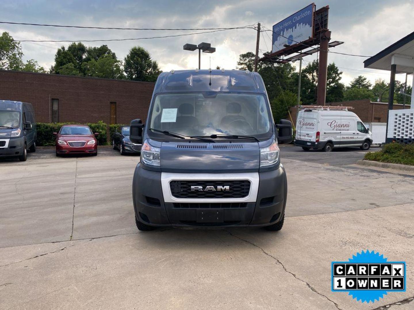 2019 Patriot Blue Pearlcoat /Black Ram ProMaster 3500 High Roof (3C6URVJG0KE) with an V6, 3.6L engine, 6-speed automatic transmission, located at 6520 E. Independence Blvd., Charlotte, NC, 28212, 35.146019, -80.723465 - <b>Equipment</b><br>See what's behind you with the back up camera on this Ram ProMaster 3500. Good News! This certified CARFAX 1-owner vehicle has only had one owner before you. The vehicle features a hands-free Bluetooth phone system. Maintaining a stable interior temperature in this 1 ton van is e - Photo#2