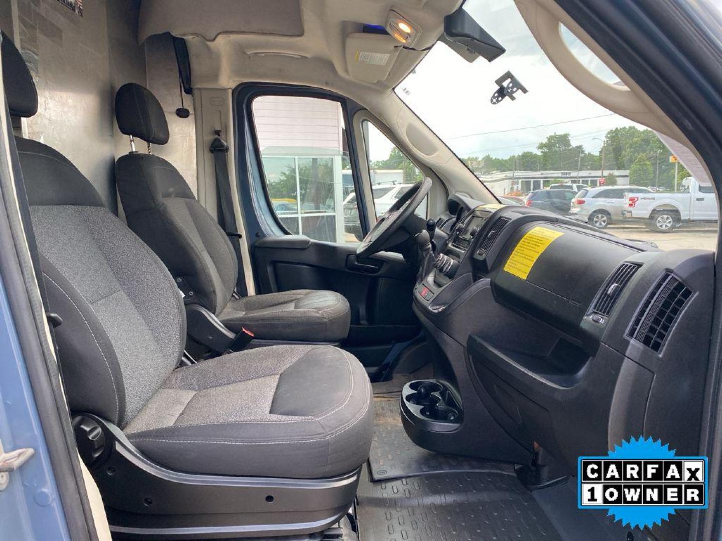 2019 Patriot Blue Pearlcoat /Black Ram ProMaster 3500 High Roof (3C6URVJG0KE) with an V6, 3.6L engine, 6-speed automatic transmission, located at 6520 E. Independence Blvd., Charlotte, NC, 28212, 35.146019, -80.723465 - <b>Equipment</b><br>See what's behind you with the back up camera on this Ram ProMaster 3500. Good News! This certified CARFAX 1-owner vehicle has only had one owner before you. The vehicle features a hands-free Bluetooth phone system. Maintaining a stable interior temperature in this 1 ton van is e - Photo#17