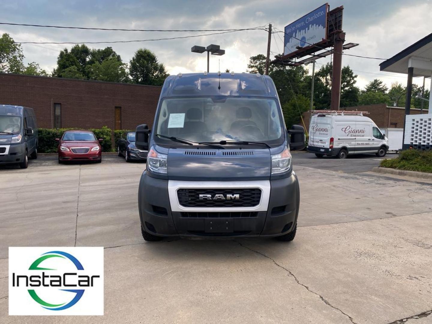 2019 Patriot Blue Pearlcoat /Black Ram ProMaster 3500 High Roof (3C6URVJG0KE) with an V6, 3.6L engine, 6-speed automatic transmission, located at 6520 E. Independence Blvd., Charlotte, NC, 28212, 35.146019, -80.723465 - <b>Equipment</b><br>See what's behind you with the back up camera on this Ram ProMaster 3500. Good News! This certified CARFAX 1-owner vehicle has only had one owner before you. The vehicle features a hands-free Bluetooth phone system. Maintaining a stable interior temperature in this 1 ton van is e - Photo#1