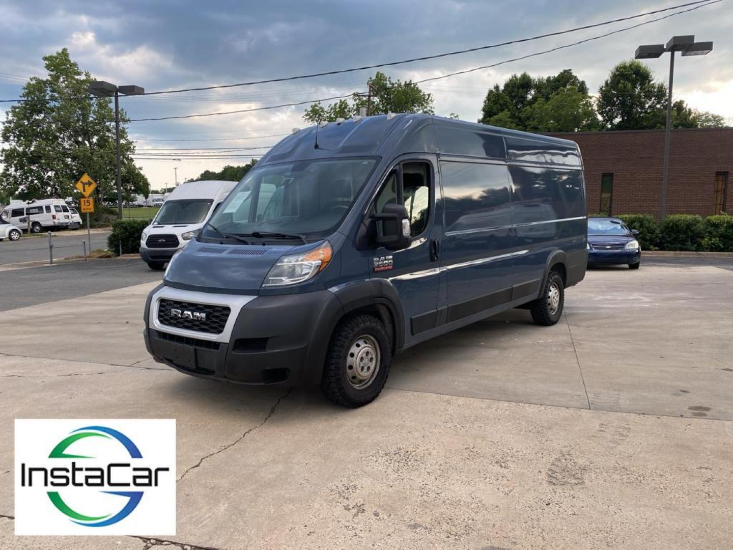 2019 Patriot Blue Pearlcoat /Black Ram ProMaster 3500 High Roof (3C6URVJG0KE) with an V6, 3.6L engine, 6-speed automatic transmission, located at 6520 E. Independence Blvd., Charlotte, NC, 28212, 35.146019, -80.723465 - <b>Equipment</b><br>See what's behind you with the back up camera on this Ram ProMaster 3500. Good News! This certified CARFAX 1-owner vehicle has only had one owner before you. The vehicle features a hands-free Bluetooth phone system. Maintaining a stable interior temperature in this 1 ton van is e - Photo#2