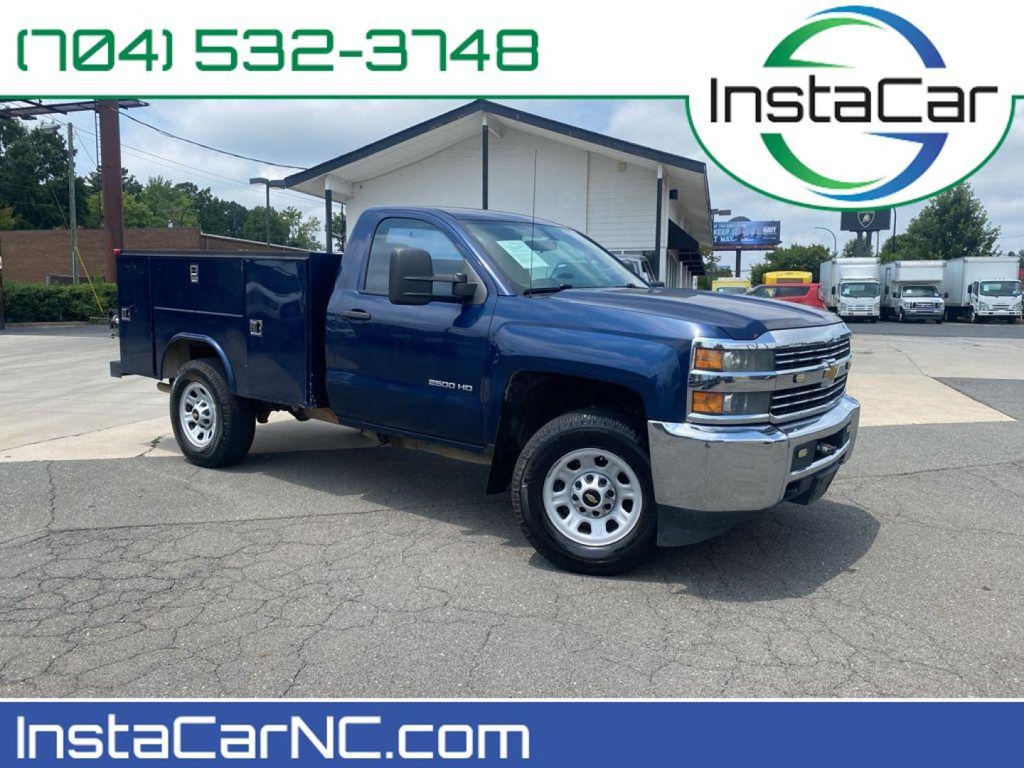 2015 Blue /Dark Ash/Jet Black Chevrolet Silverado Work Truck (1GB0CUEG8FZ) with an V8, 6.0L engine, 6-speed automatic transmission, located at 6520 E. Independence Blvd., Charlotte, NC, 28212, 35.146019, -80.723465 - <b>Equipment</b><br>Good News! This certified CARFAX 1-owner vehicle has only had one owner before you. This 2015 Chevrolet Silverado 2500 has a clean CARFAX vehicle history report. Bluetooth technology is built into the Chevrolet Silverado, keeping your hands on the steering wheel and your focus on - Photo#0