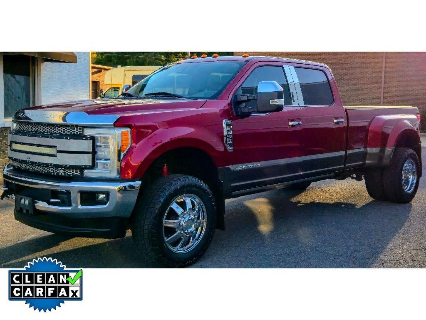2017 Royal Red /Java Ford F-350 King Ranch (1FT8W3DT3HE) with an V8, 6.7L engine, 6-speed automatic transmission, located at 6520 E. Independence Blvd., Charlotte, NC, 28212, 35.146019, -80.723465 - <b>Equipment</b><br>An off-road package is installed on this vehicle so you are ready for your four-wheeling best. The satellite radio system in this model gives you access to hundreds of nation-wide radio stations with a clear digital signal. It is complimented by a front cooled seats. This vehicl - Photo#1