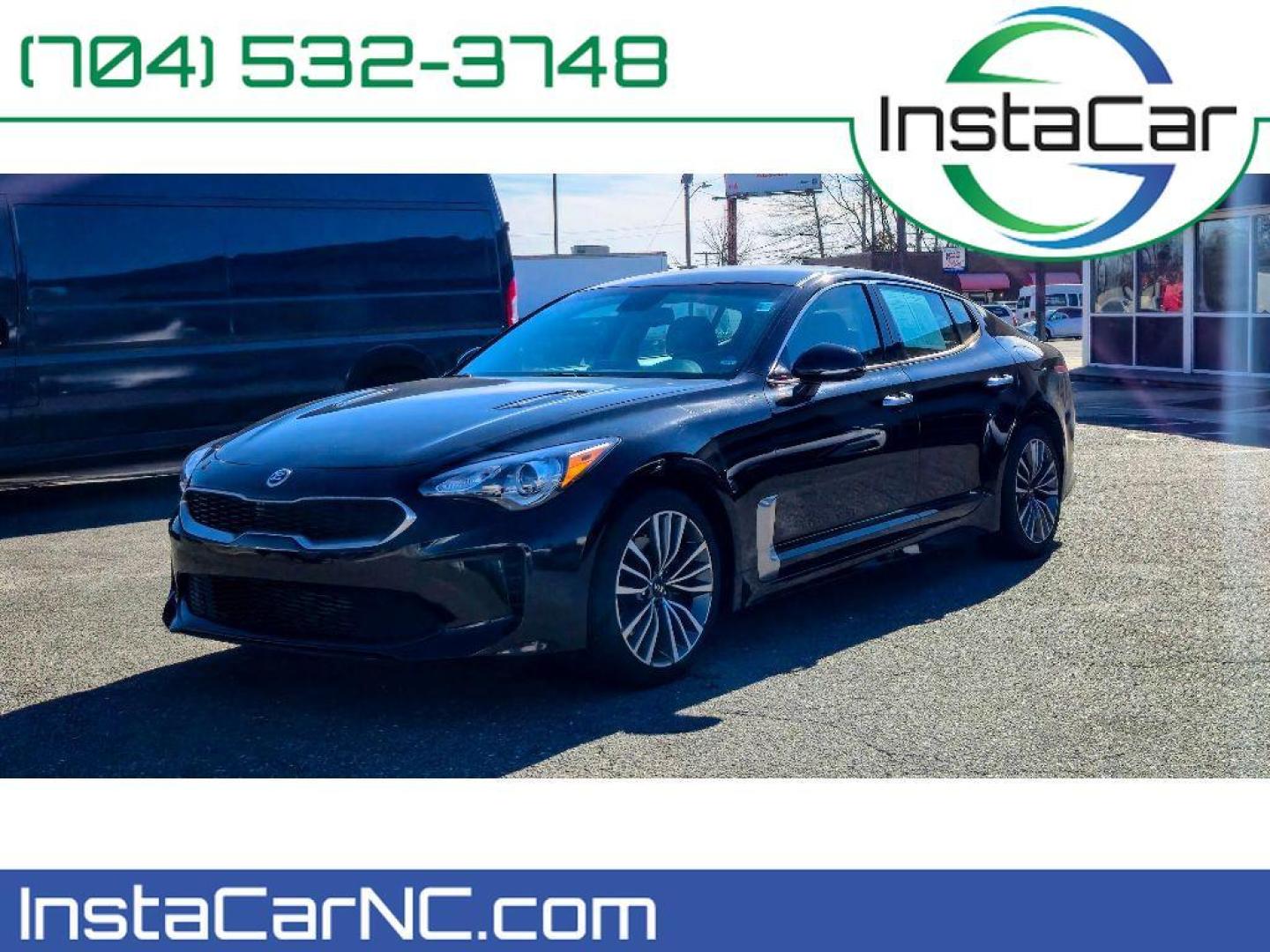 2019 Aurora Black /Black Kia Stinger GT-Line (KNAE15LA3K6) with an 4 Cyl, 2.0L engine, 8-speed automatic transmission, located at 6520 E. Independence Blvd., Charlotte, NC, 28212, 35.146019, -80.723465 - Photo#0