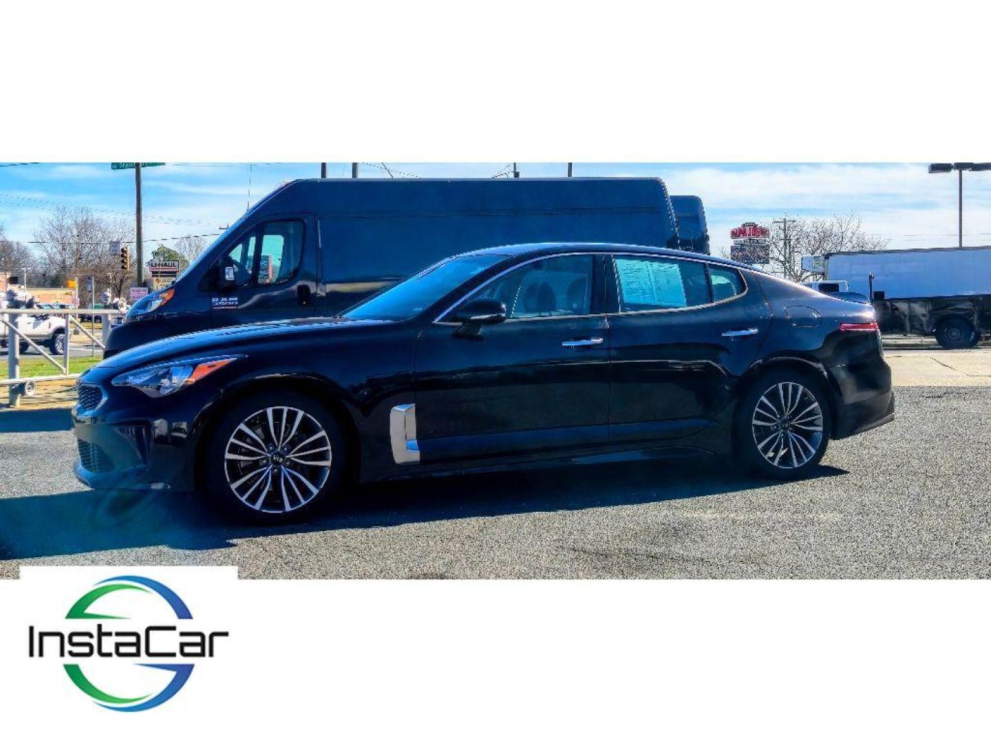 2019 Aurora Black /Black Kia Stinger GT-Line (KNAE15LA3K6) with an 4 Cyl, 2.0L engine, 8-speed automatic transmission, located at 6520 E. Independence Blvd., Charlotte, NC, 28212, 35.146019, -80.723465 - Photo#1