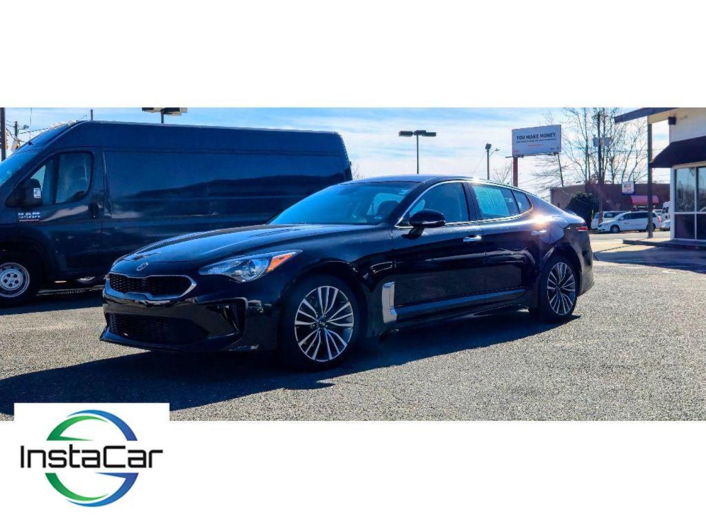 2019 Aurora Black /Black Kia Stinger GT-Line (KNAE15LA3K6) with an 4 Cyl, 2.0L engine, 8-speed automatic transmission, located at 6520 E. Independence Blvd., Charlotte, NC, 28212, 35.146019, -80.723465 - Photo#2