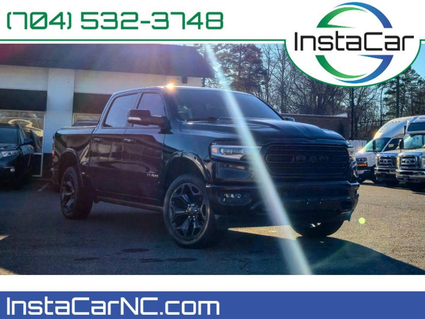 2021 Diamond Black Crystal Pearlcoat /Black Ram 1500 Limited (1C6SRFHM0MN) with an V6, 3.0L engine, 8-speed automatic transmission, located at 6520 E. Independence Blvd., Charlotte, NC, 28212, 35.146019, -80.723465 - <b>Equipment</b><br>The vehicle enhances safety with a blind spot monitor, alerting drivers to potential dangers in adjacent lanes. This unit offers Apple CarPlay for seamless connectivity. This Ram 1500 has a premium sound system installed. The Ram 1500's Forward Collision Warning feature alerts dr - Photo#0