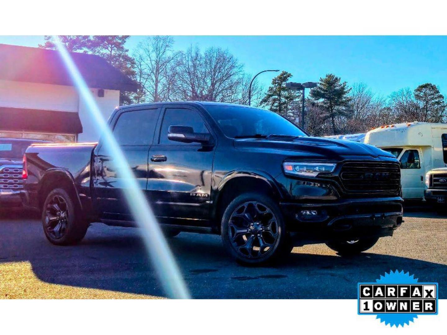 2021 Diamond Black Crystal Pearlcoat /Black Ram 1500 Limited (1C6SRFHM0MN) with an V6, 3.0L engine, 8-speed automatic transmission, located at 6520 E. Independence Blvd., Charlotte, NC, 28212, 35.146019, -80.723465 - <b>Equipment</b><br>The vehicle enhances safety with a blind spot monitor, alerting drivers to potential dangers in adjacent lanes. This unit offers Apple CarPlay for seamless connectivity. This Ram 1500 has a premium sound system installed. The Ram 1500's Forward Collision Warning feature alerts dr - Photo#1