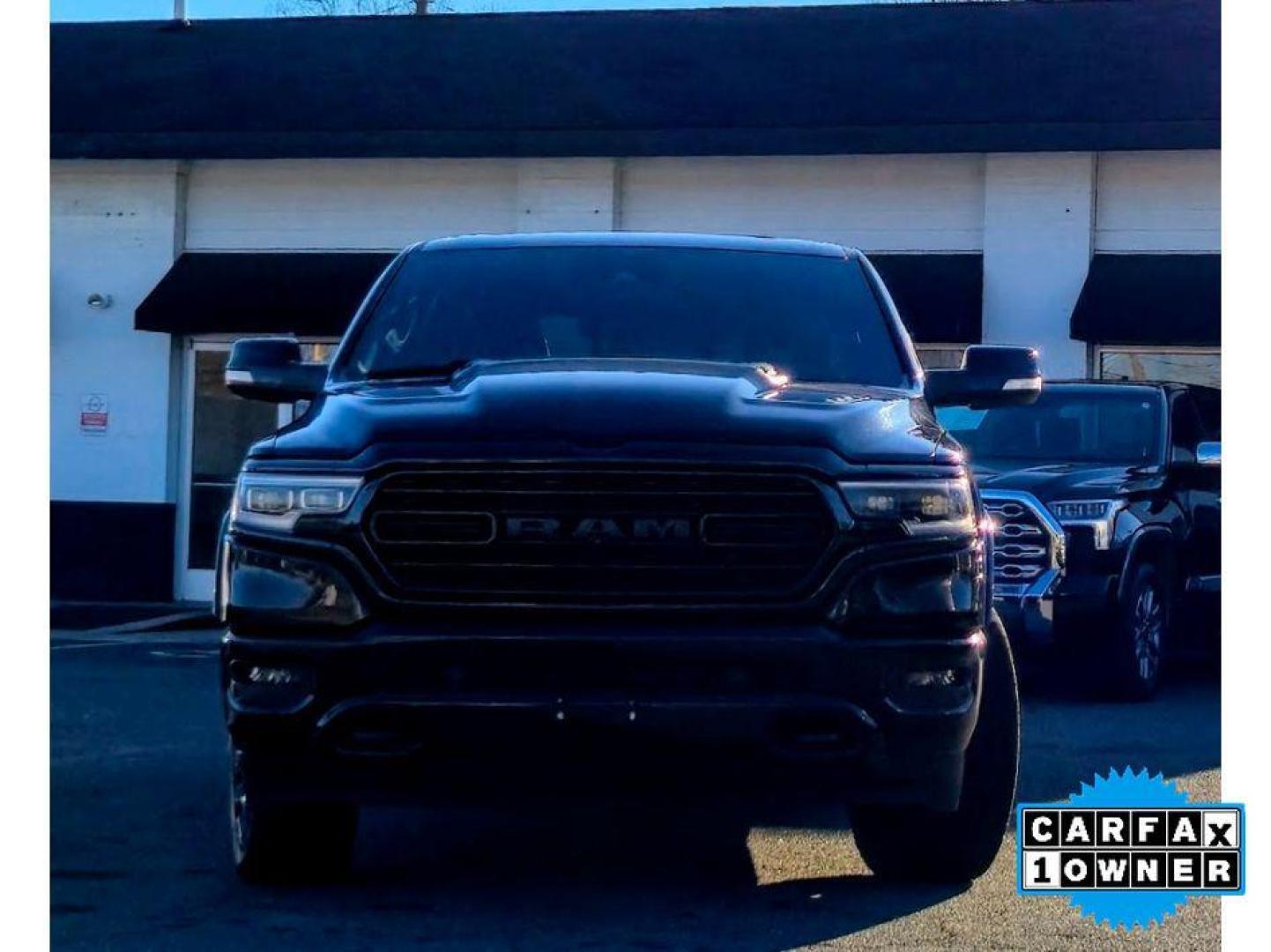 2021 Diamond Black Crystal Pearlcoat /Black Ram 1500 Limited (1C6SRFHM0MN) with an V6, 3.0L engine, 8-speed automatic transmission, located at 6520 E. Independence Blvd., Charlotte, NC, 28212, 35.146019, -80.723465 - <b>Equipment</b><br>The vehicle enhances safety with a blind spot monitor, alerting drivers to potential dangers in adjacent lanes. This unit offers Apple CarPlay for seamless connectivity. This Ram 1500 has a premium sound system installed. The Ram 1500's Forward Collision Warning feature alerts dr - Photo#2
