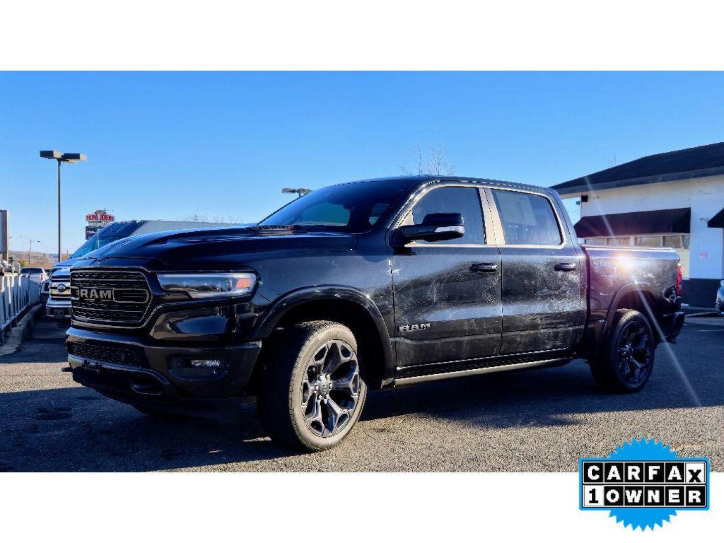 2021 Diamond Black Crystal Pearlcoat /Black Ram 1500 Limited (1C6SRFHM0MN) with an V6, 3.0L engine, 8-speed automatic transmission, located at 6520 E. Independence Blvd., Charlotte, NC, 28212, 35.146019, -80.723465 - <b>Equipment</b><br>The vehicle enhances safety with a blind spot monitor, alerting drivers to potential dangers in adjacent lanes. This unit offers Apple CarPlay for seamless connectivity. This Ram 1500 has a premium sound system installed. The Ram 1500's Forward Collision Warning feature alerts dr - Photo#3