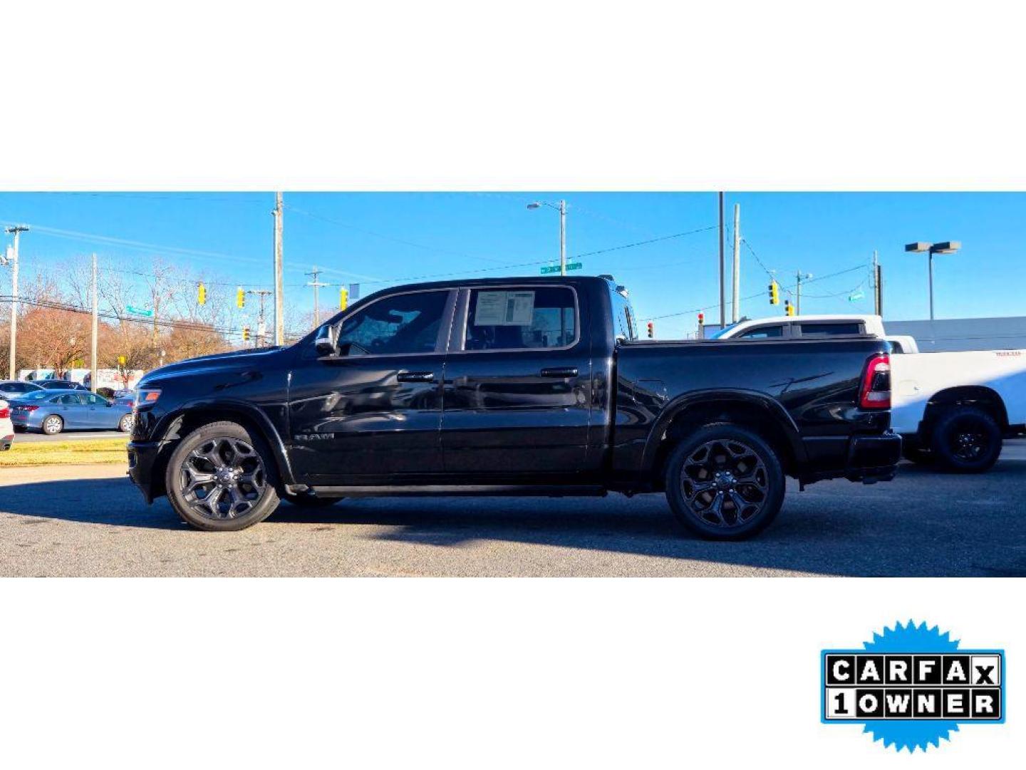 2021 Diamond Black Crystal Pearlcoat /Black Ram 1500 Limited (1C6SRFHM0MN) with an V6, 3.0L engine, 8-speed automatic transmission, located at 6520 E. Independence Blvd., Charlotte, NC, 28212, 35.146019, -80.723465 - <b>Equipment</b><br>The vehicle enhances safety with a blind spot monitor, alerting drivers to potential dangers in adjacent lanes. This unit offers Apple CarPlay for seamless connectivity. This Ram 1500 has a premium sound system installed. The Ram 1500's Forward Collision Warning feature alerts dr - Photo#4