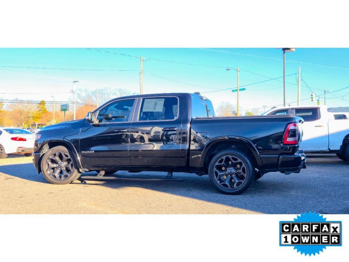 2021 Diamond Black Crystal Pearlcoat /Black Ram 1500 Limited (1C6SRFHM0MN) with an V6, 3.0L engine, 8-speed automatic transmission, located at 6520 E. Independence Blvd., Charlotte, NC, 28212, 35.146019, -80.723465 - <b>Equipment</b><br>The vehicle enhances safety with a blind spot monitor, alerting drivers to potential dangers in adjacent lanes. This unit offers Apple CarPlay for seamless connectivity. This Ram 1500 has a premium sound system installed. The Ram 1500's Forward Collision Warning feature alerts dr - Photo#5