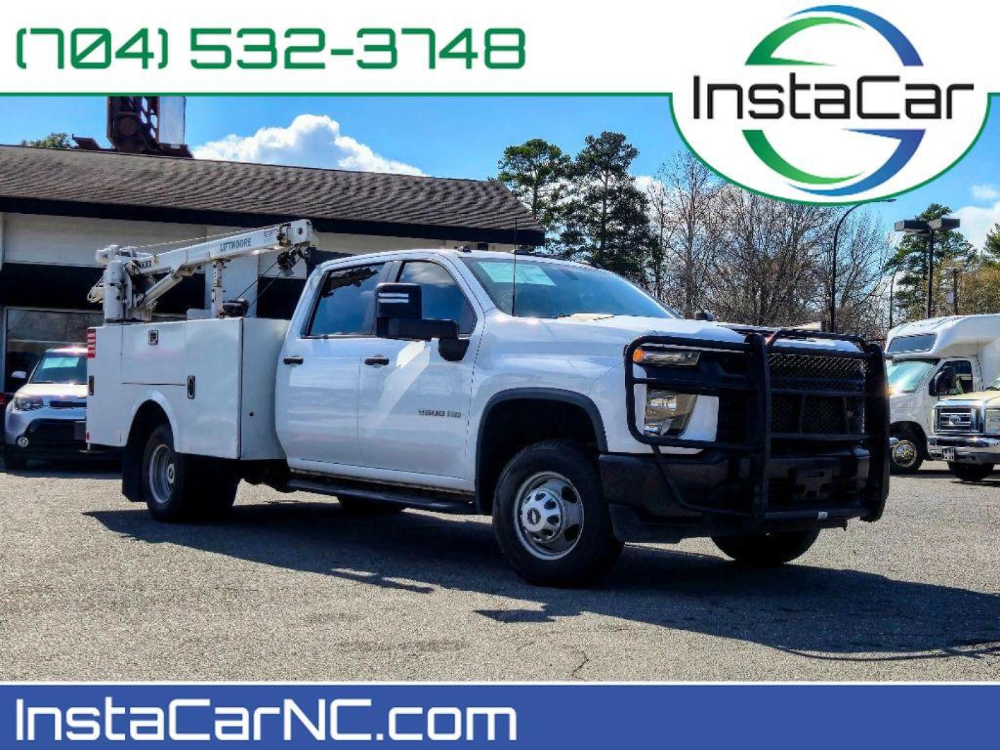 2021 Summit White /Jet Black Chevrolet Silverado Work Truck (1GB4YSE75MF) with an V8, 6.6L engine, 6-speed automatic transmission, located at 6520 E. Independence Blvd., Charlotte, NC, 28212, 35.146019, -80.723465 - <b>Equipment</b><br>This model offers Android Auto for seamless smartphone integration. This vehicle is a certified CARFAX 1-owner. See what's behind you with the back up camera on this 2021 Chevrolet Silverado 3500. with XM/Sirus Satellite Radio you are no longer restricted by poor quality local r - Photo#0