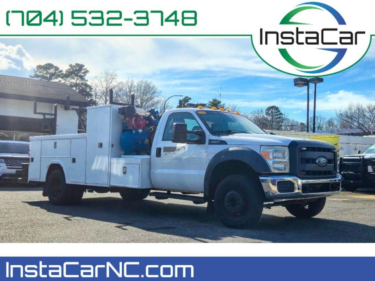 2012 Oxford White /Steel Ford F-550 XL (1FDUF5GY9CE) with an V10, 6.8L engine, 5-speed automatic transmission, located at 6520 E. Independence Blvd., Charlotte, NC, 28212, 35.146019, -80.723465 - <b>Equipment</b><br>Good News! This certified CARFAX 1-owner vehicle has only had one owner before you. The vehicle has a V10, 6.8L high output engine. Enjoy the incredible handling with the rear wheel drive on this 2 ton pickup. This model embodies class and sophistication with its refined white ex - Photo#0