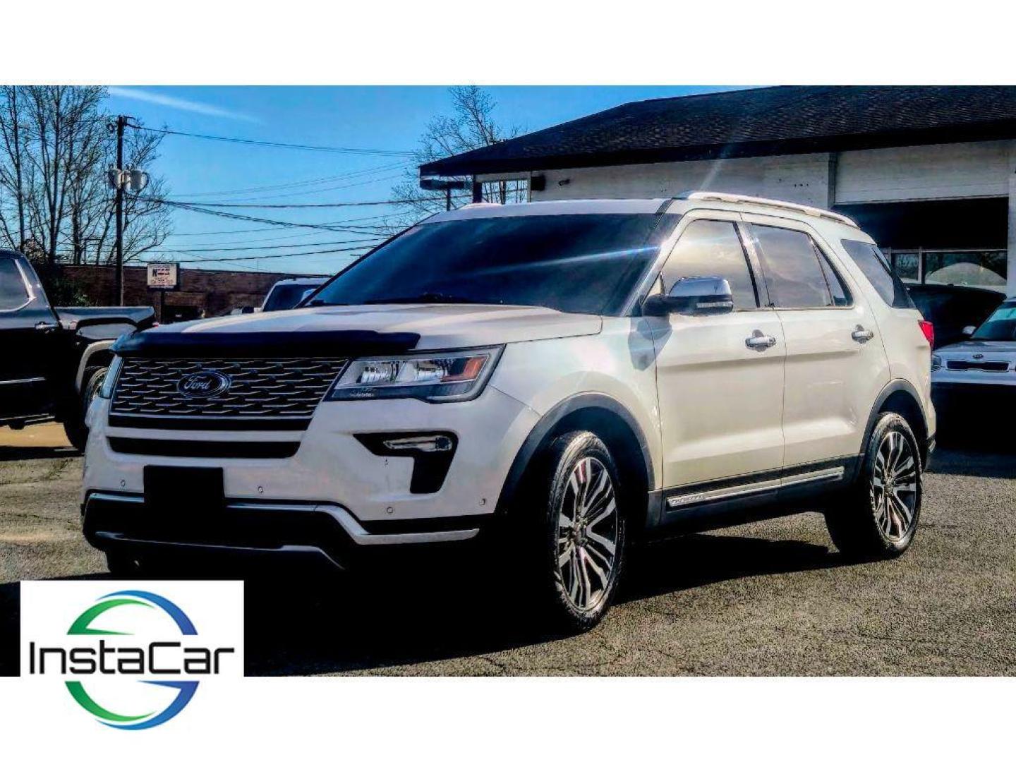 2018 White Platinum Metallic Tri-Coat /Medium Soft Ceramic Ford Explorer Platinum (1FM5K8HT3JG) with an V6, 3.5L engine, 6-speed automatic transmission, located at 6520 E. Independence Blvd., Charlotte, NC, 28212, 35.146019, -80.723465 - <b>Equipment</b><br>The leather seats in this 1/2 ton suv are a must for buyers looking for comfort, durability, and style. Heated seats for those cold winter days are included in this Ford Explorer. The installed navigation system will keep you on the right path. This 2018 Ford Explorer has auto-a - Photo#1