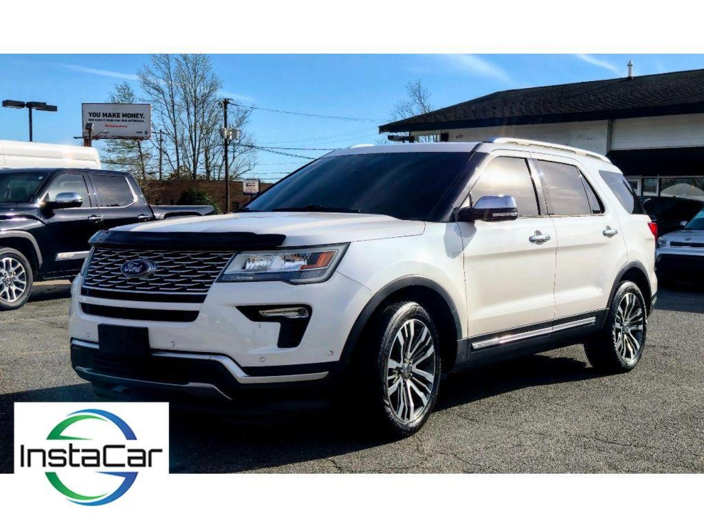 2018 White Platinum Metallic Tri-Coat /Medium Soft Ceramic Ford Explorer Platinum (1FM5K8HT3JG) with an V6, 3.5L engine, 6-speed automatic transmission, located at 6520 E. Independence Blvd., Charlotte, NC, 28212, 35.146019, -80.723465 - <b>Equipment</b><br>The leather seats in this 1/2 ton suv are a must for buyers looking for comfort, durability, and style. Heated seats for those cold winter days are included in this Ford Explorer. The installed navigation system will keep you on the right path. This 2018 Ford Explorer has auto-a - Photo#9