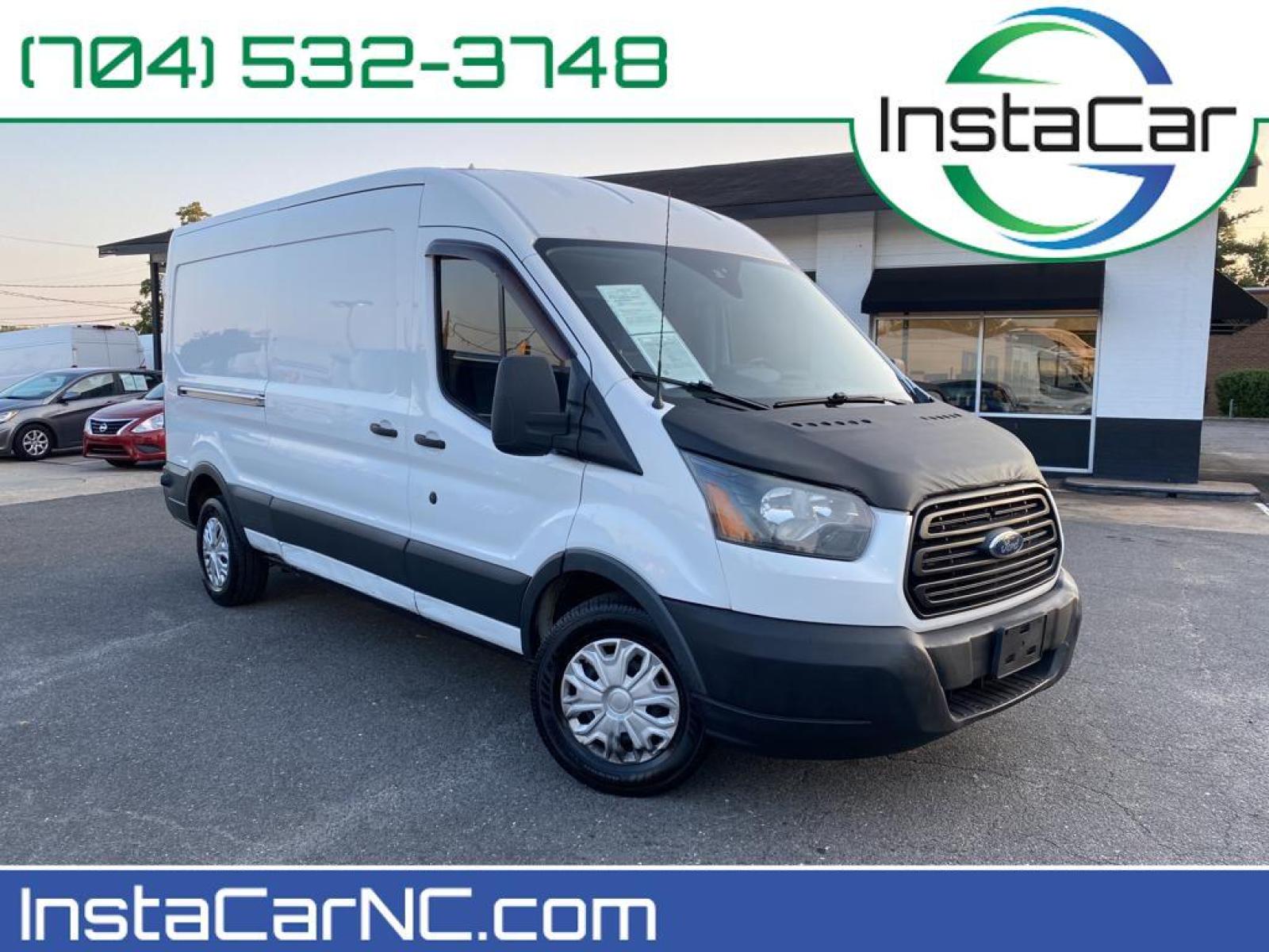 2015 Oxford White /Pewter Ford Transit Van Base (1FTNR2CGXFK) with an V6, 3.5L engine, 6-speed automatic transmission, located at 3147 E Independence Blvd, Charlotte, NC, 28205, 35.200268, -80.773651 - <b>Equipment</b><br>Protect this model from unwanted accidents with a cutting edge backup camera system. Good News! This certified CARFAX 1-owner vehicle has only had one owner before you. Enjoy the incredible handling with the rear wheel drive on this unit. Maintaining a stable interior temperature - Photo #0